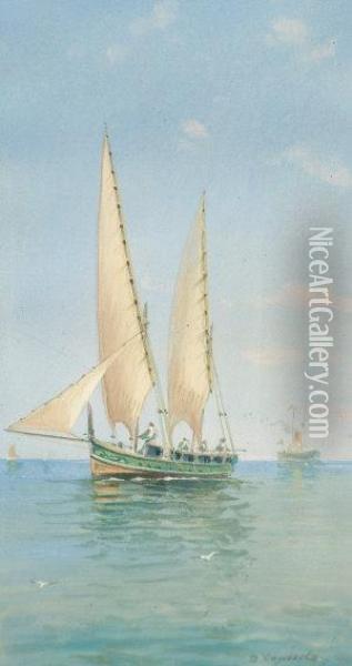 Sailing Vessels By Day And Night Oil Painting - Vincenzo D Esposito