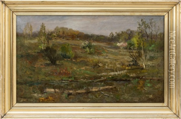 Barbizon Landscape Oil Painting - George William Whitaker