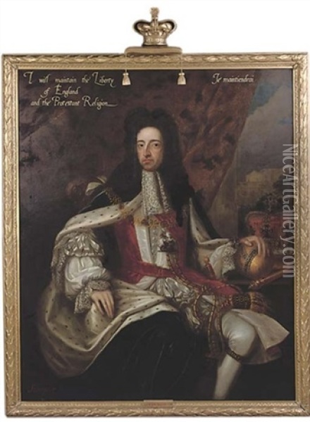 Portrait Of William Iii In Coronation Robes Oil Painting - Franz van Stampart