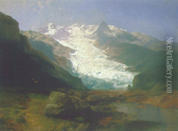 Glacier Oil Painting - Hermann Herzog