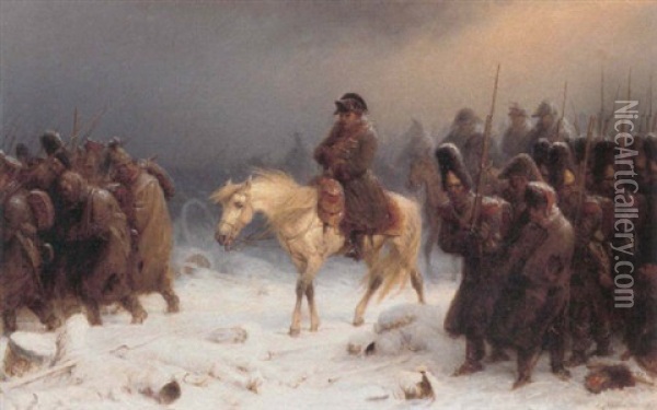 Napoleon Omgivet Af Sine Tropper Oil Painting - Adolf Northen