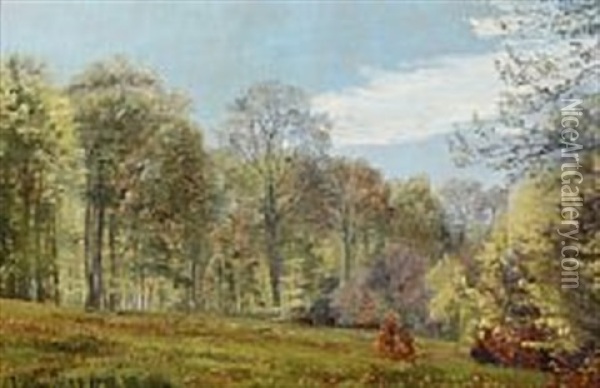 View From A Forest At Spring Oil Painting - Janus la Cour