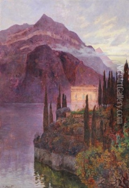 Le Soir Au Lac De Come Oil Painting - Henri Charles Julien Havet