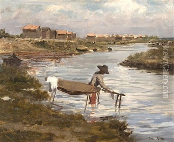 Jeune Lavandiere Bretonne Oil Painting - Guillaume Alaux