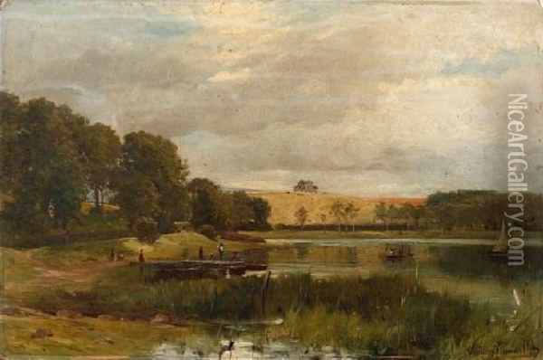 Castle Douglas (+ Untitled (river Landscape); Pair) Oil Painting - William Stewart