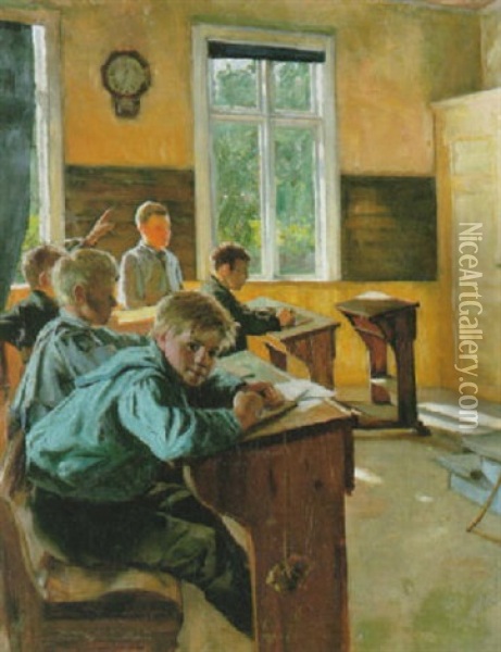 Interior Av Ett Klassrum Oil Painting - Carl-Erik Toerner