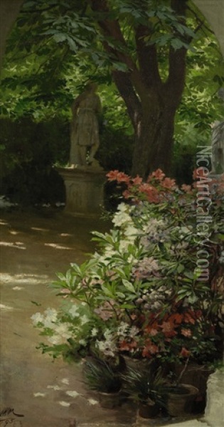 Sommerlicher Parkweg Oil Painting - Franz Xavier Simm