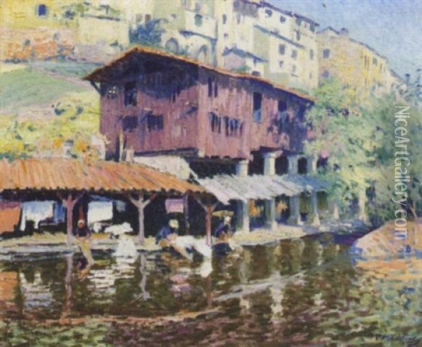 Village Des Pyrenees-iaveuses Oil Painting - Paul Madeline