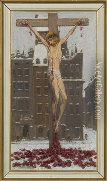Christ At Snow Oil Painting - Edward Okun