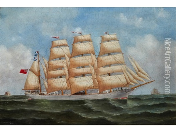 The Full Masted Barque Jordanhill Underway Oil Painting - Reuben Chappell