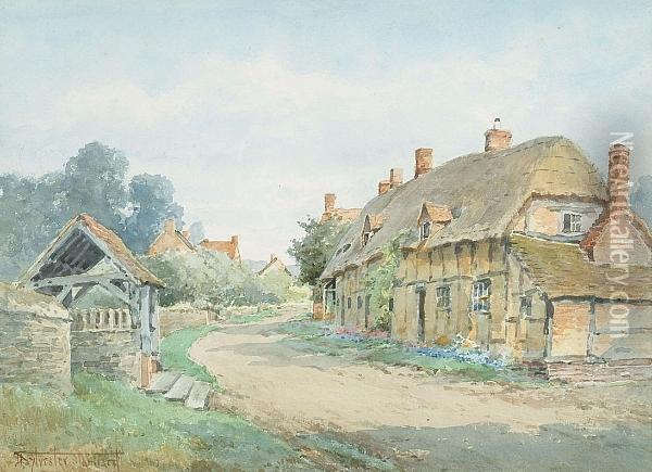 Mill Lane, Welford On Avon Oil Painting - Henry John Sylvester Stannard