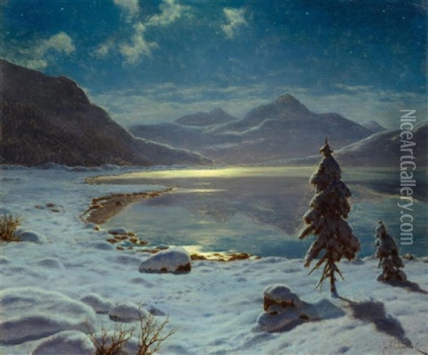 Claire De Lune (st.moritz) Oil Painting - Ivan Fedorovich Choultse