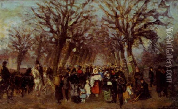 Spaziergang In Den Zelten, Tiergarten Oil Painting - Paul Andorff