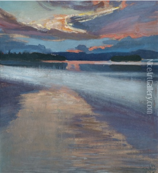 Sunset Oil Painting - Akseli Valdemar Gallen-Kallela