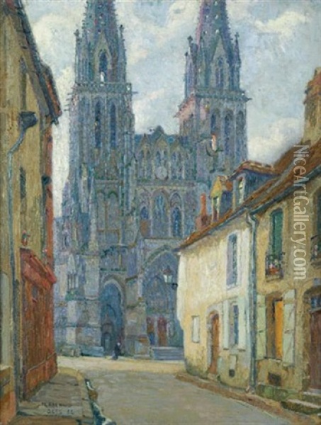 Sees Cathedral, Orne, France, Morning Oil Painting - Pierre Gaston Rigaud