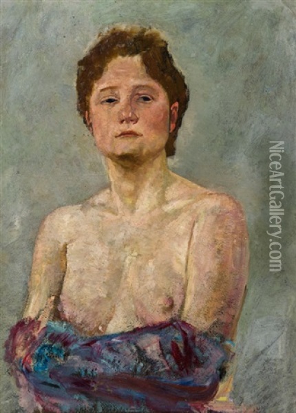 Weiblicher Halbakt Oil Painting - Max Klinger