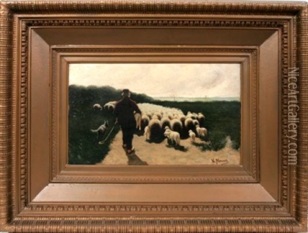 Shepherd With Flock Oil Painting - Anton Mauve