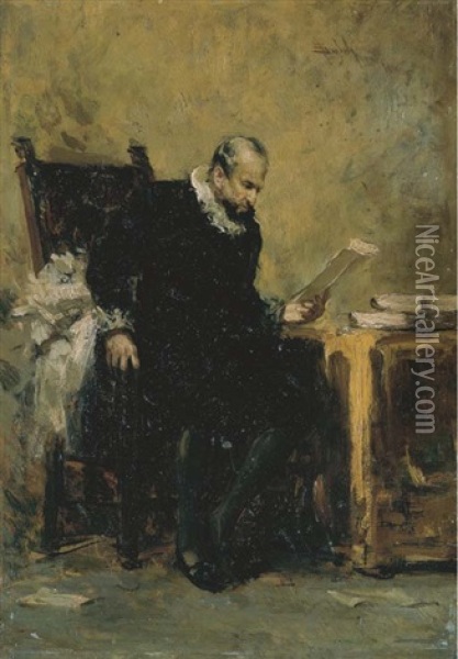 La Lettura Oil Painting - Salvador Sanchez Barbudo