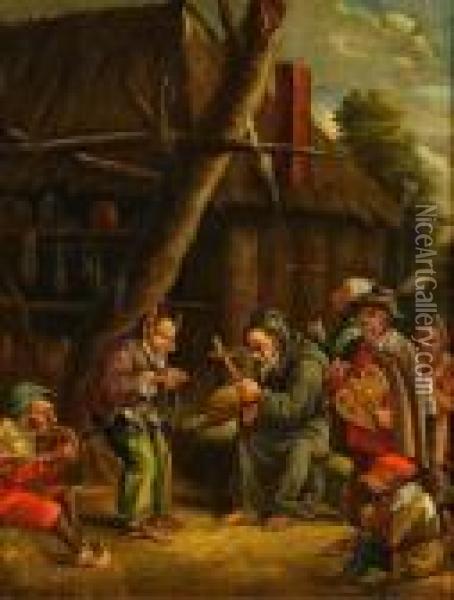 Burlesk Scen Oil Painting - Adriaen Brouwer