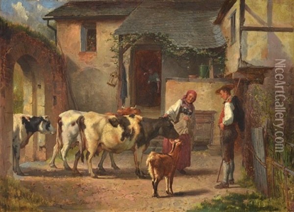 Retour A La Ferme Oil Painting - Theodore Gerard