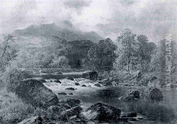 On The Llugwy, Near Bettws-y-coed Oil Painting - William Henry Mander