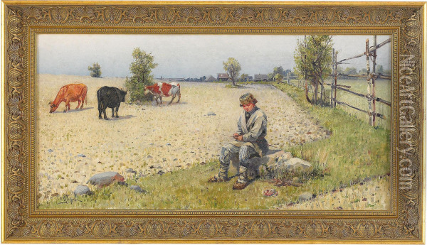 The Cowherd Oil Painting - Ivan Georgovich Gugunava