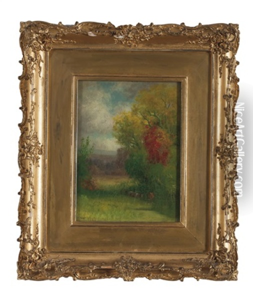 Autumn Landscape With Cows Oil Painting - William M. Hart