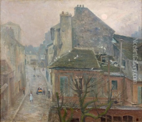 Rue Du Mont Cenis, Soleil D'hiver Oil Painting - Henri Vignet