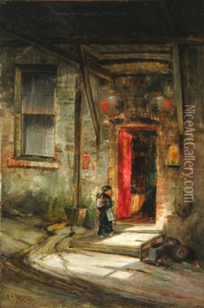 Opium Den In Rags Pickers Alley, Old Chinatown, San Francisco Oil Painting - Charles Albert Rogers