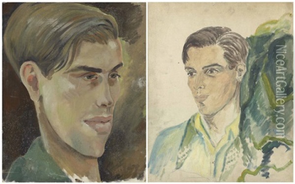 Two Portraits Of Robert Heber-percy Oil Painting - Lord Berners