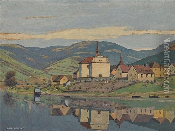 Dorf Im Sudetenland Oil Painting - Siegfried Mackowsky