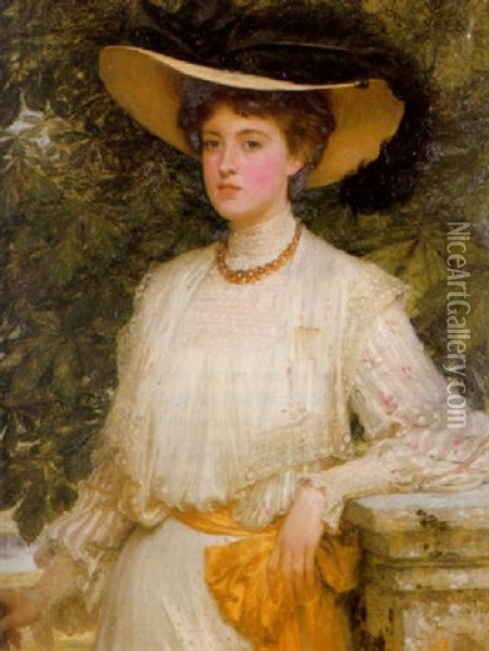 Portrait Of Margaret, Daughter Of J. C. Imthurn Esq. Oil Painting - Frank Dicksee