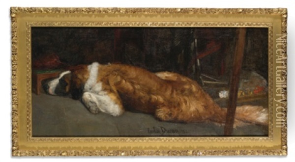 Le Chien (the Dog) (from La Visite Au Convalescent (visiting The Convalescent)) Oil Painting -  Carolus-Duran