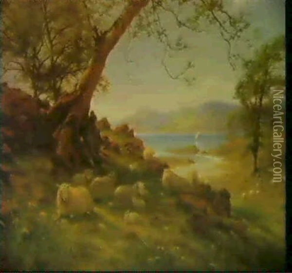 Sheep In A Glen Oil Painting - Joseph Farquharson