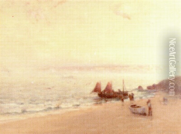 On The Coast (st. Ives Bay?) Oil Painting - Arthur Meade