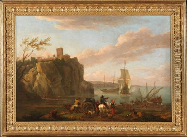 Bord De Mer A La Falaise Oil Painting - Abraham Jansz. Begeyn