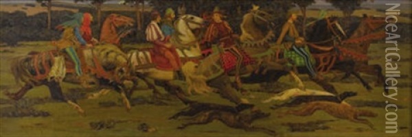 Medieval Hunting Scene Oil Painting - Robert Van Vorst Sewell