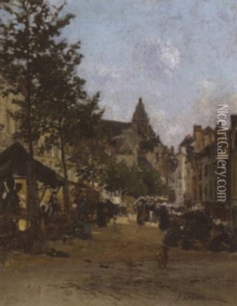 Marche A Paris Oil Painting - Stanislas Lepine