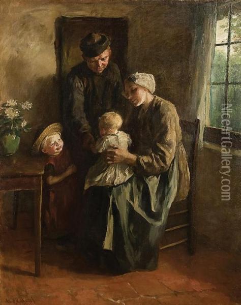 The Happy Family Oil Painting - Albertus Johan Neuhuys