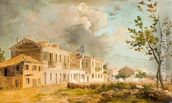 The British Consulate At Patras Oil Painting - Vicenzo Lanza