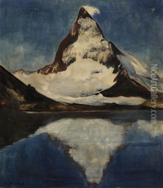 Matterhorn Am Riffelsee Oil Painting - Willi Jaeckel