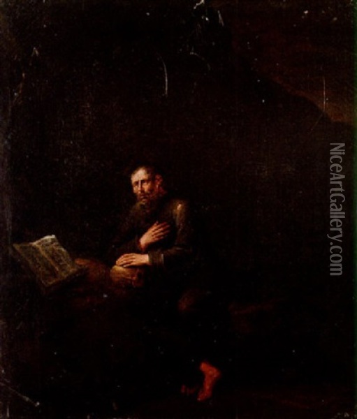 A Hermit In Contemplation Oil Painting - Egbert van Heemskerck the Younger