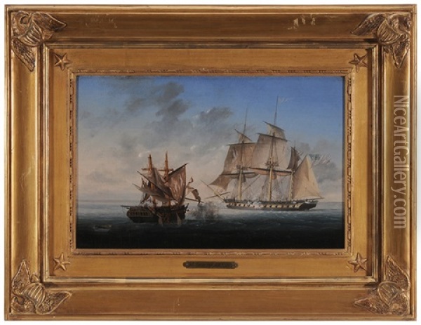 Capture Of Hms Macedonian By Uss United States Oil Painting - Ambroise Louis Garneray