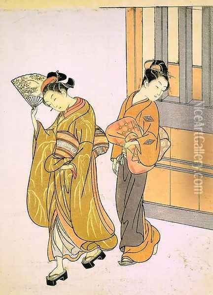 Eight Views- Early Morning Mist in Ogi Oil Painting - Suzuki Harunobu