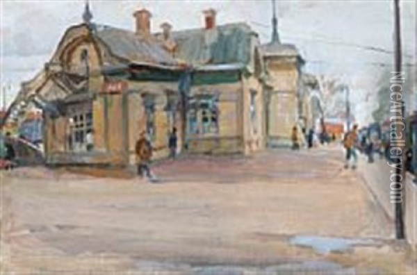 View From A Russian Railway Station Oil Painting - Ivan Georgevich (Egorovich) Drozdov