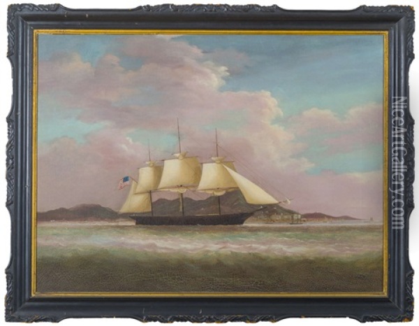 An American Clipper Ship In The Harbor Of Hong Kong Oil Painting -  Sunqua