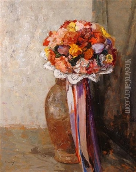 Still Life Of Flowers Oil Painting - Ans Van Den Berg