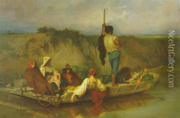 La Traversee De La Riviere Oil Painting - Antoine Auguste Ernest Hebert