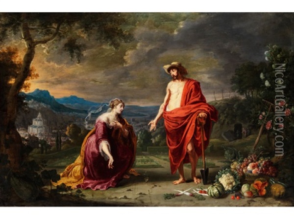 Jesus Als Gartner Vor Der Knienden Maria Magdalena (noli Me Tangere) Oil Painting - Guillaume Forchondt the Elder
