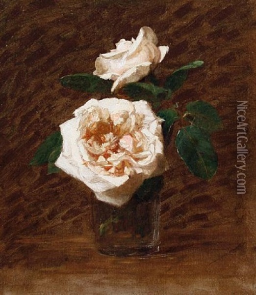 Roses (study) Oil Painting - Victoria Dubourg Fantin-Latour
